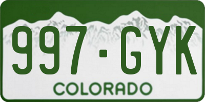 CO license plate 997GYK