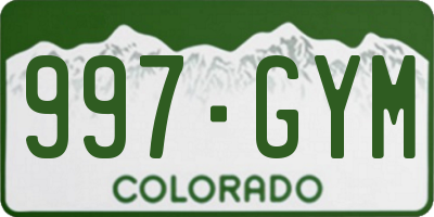 CO license plate 997GYM