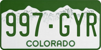 CO license plate 997GYR