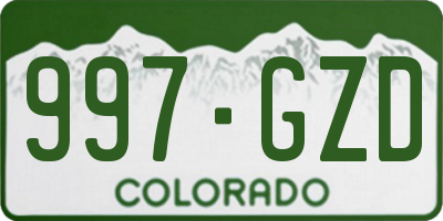 CO license plate 997GZD