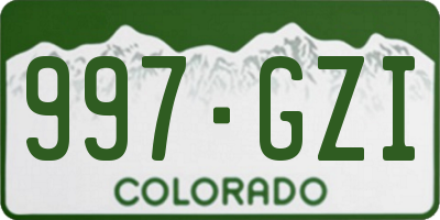 CO license plate 997GZI