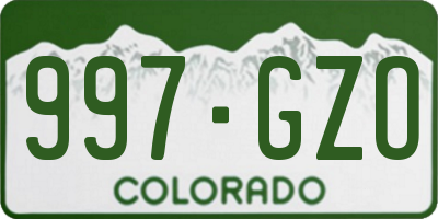 CO license plate 997GZO