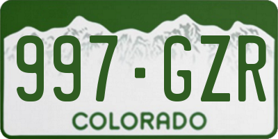 CO license plate 997GZR