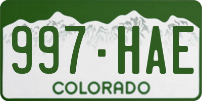 CO license plate 997HAE