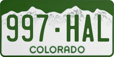 CO license plate 997HAL
