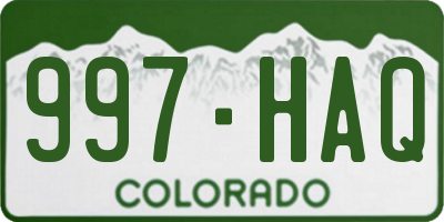 CO license plate 997HAQ