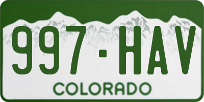 CO license plate 997HAV