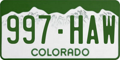 CO license plate 997HAW