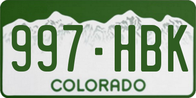 CO license plate 997HBK