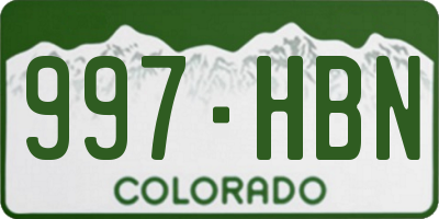 CO license plate 997HBN