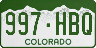 CO license plate 997HBQ