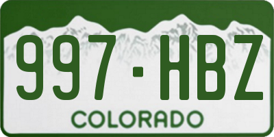 CO license plate 997HBZ