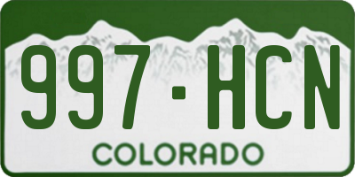CO license plate 997HCN