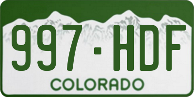 CO license plate 997HDF