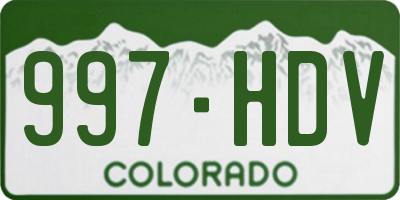 CO license plate 997HDV