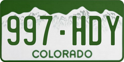 CO license plate 997HDY