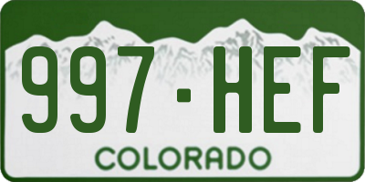 CO license plate 997HEF