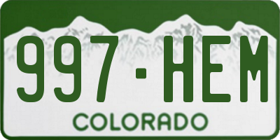 CO license plate 997HEM