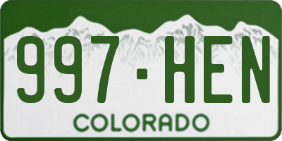CO license plate 997HEN
