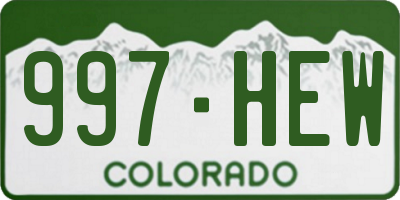 CO license plate 997HEW