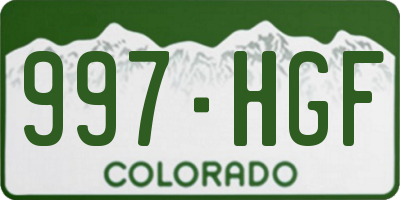 CO license plate 997HGF