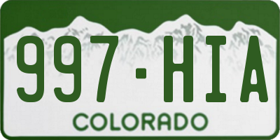 CO license plate 997HIA