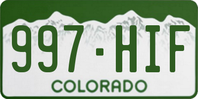 CO license plate 997HIF
