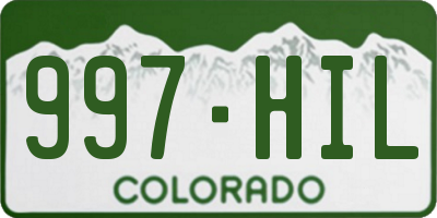 CO license plate 997HIL