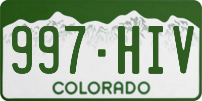 CO license plate 997HIV