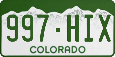CO license plate 997HIX