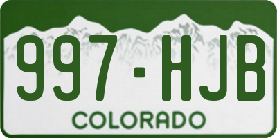 CO license plate 997HJB
