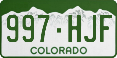 CO license plate 997HJF
