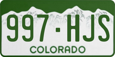 CO license plate 997HJS
