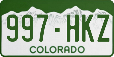 CO license plate 997HKZ