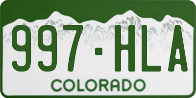 CO license plate 997HLA