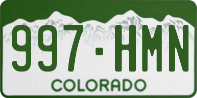 CO license plate 997HMN