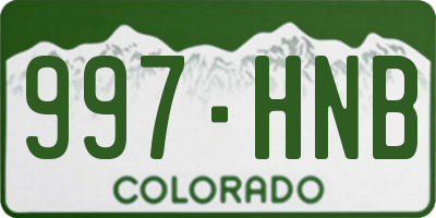 CO license plate 997HNB