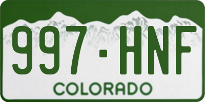 CO license plate 997HNF
