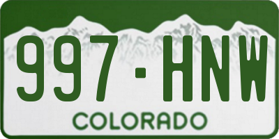CO license plate 997HNW