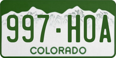 CO license plate 997HOA