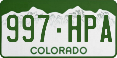CO license plate 997HPA