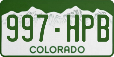 CO license plate 997HPB