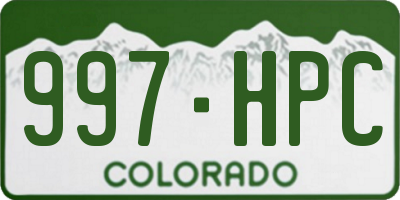 CO license plate 997HPC