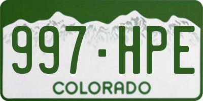CO license plate 997HPE