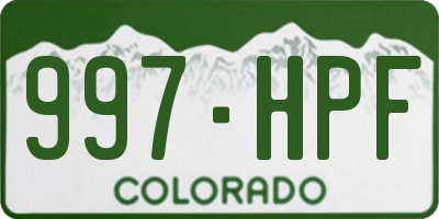 CO license plate 997HPF