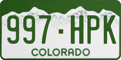 CO license plate 997HPK