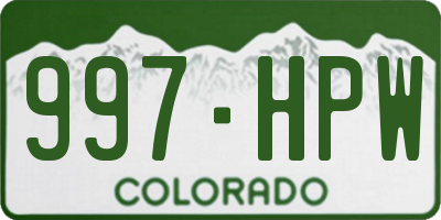 CO license plate 997HPW