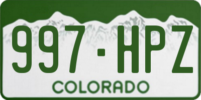 CO license plate 997HPZ