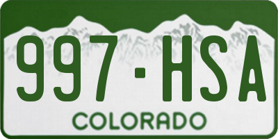 CO license plate 997HSA