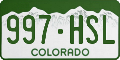 CO license plate 997HSL
